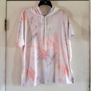 Short Sleeve Tie Dye Hooded Top